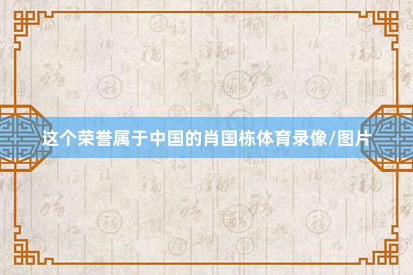 这个荣誉属于中国的肖国栋体育录像/图片