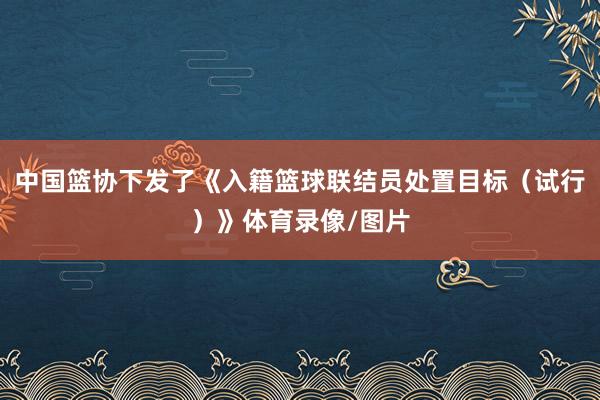 中国篮协下发了《入籍篮球联结员处置目标（试行）》体育录像/图片