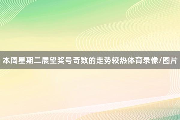 本周星期二展望奖号奇数的走势较热体育录像/图片