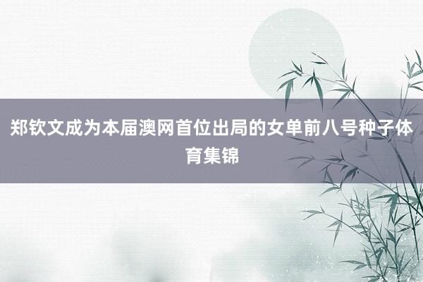 郑钦文成为本届澳网首位出局的女单前八号种子体育集锦