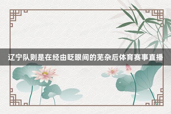 辽宁队则是在经由眨眼间的芜杂后体育赛事直播